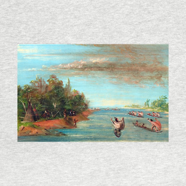 George Catlin Sac and Fox Sailing in Canoes by pdpress